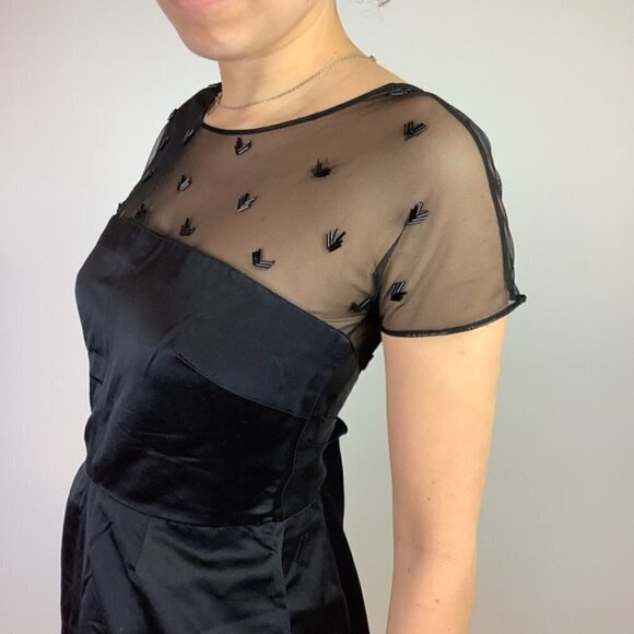 VERA WANG LAVENDER LABEL SILK TULLE SHEER BEADING DRESS - Picture 3 of 10